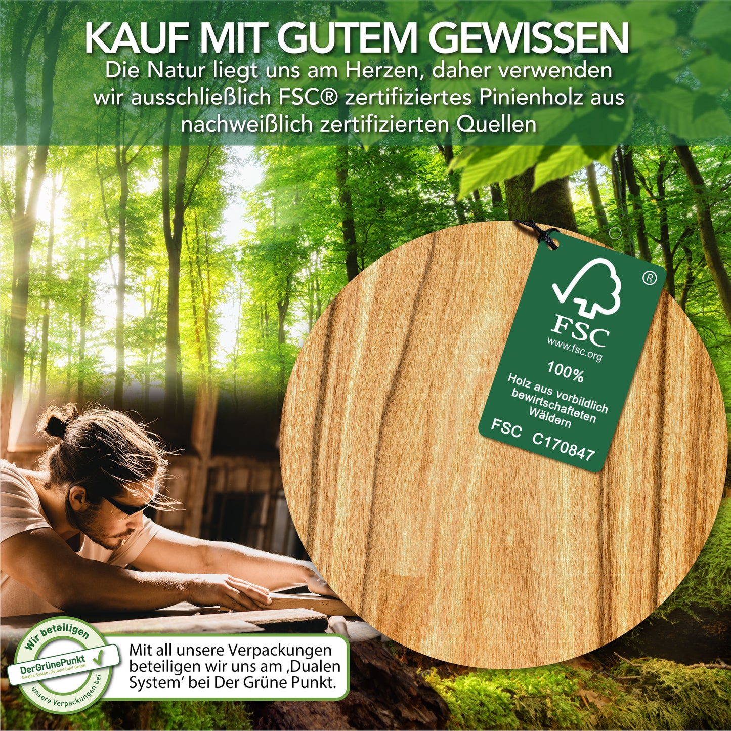 Vorratsgläser aus Borosilikat-Glas mit schwarzen FSC®-zertifizierten Pinienholz-Deckeln