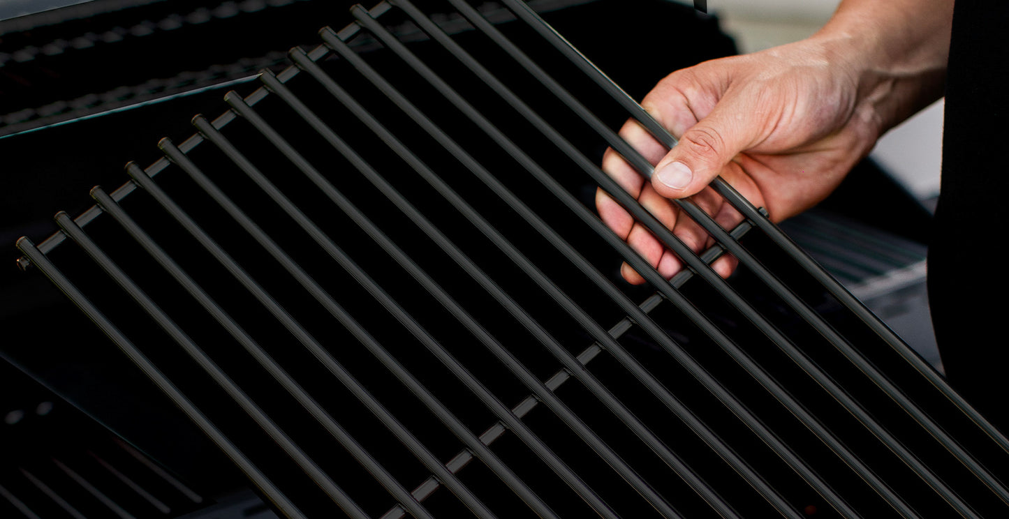 Nexgrill Deluxe 6+1 Brenner Gasgrill matt schwarz – Grill Gas mit Seitenkochfeld, porzellanbeschichteten Gusseisenrosten, Edelstahlbrennern, schwarzem Nickel-Finish, Ideal für Gartenpartys & Outdoor BBQ