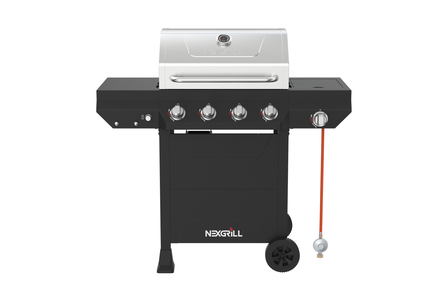Nexgrill Classic 4-Brenner Gasgrill mit Seitenbrenner – Premium Edelstahl Gas grill mit porzellanbeschichteten Gusseisenrosten, Even-Heat-System – Garten, Balkon & BBQ-Events