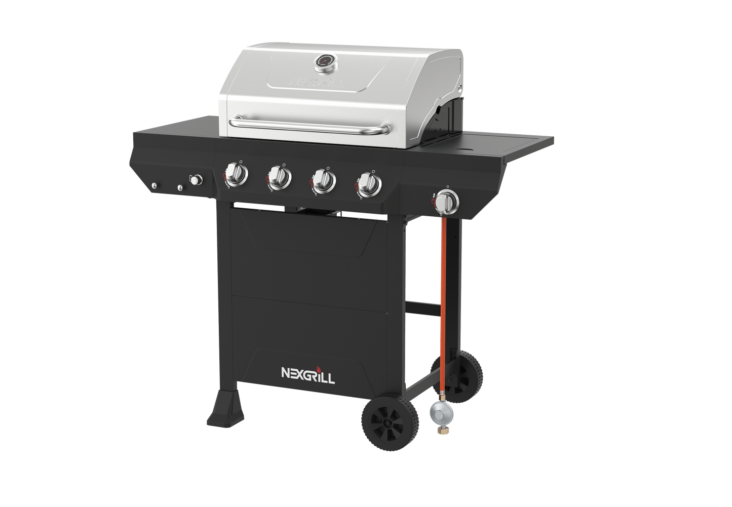 Nexgrill Classic 4-Brenner Gasgrill mit Seitenbrenner – Premium Edelstahl Gas grill mit porzellanbeschichteten Gusseisenrosten, Even-Heat-System – Garten, Balkon & BBQ-Events