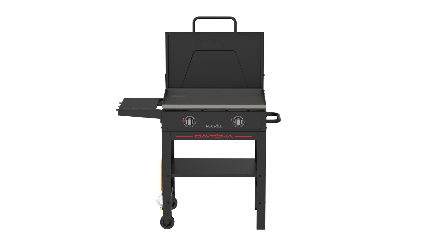 Nexgrill Daytona 2-Brenner Plancha Gasgrill – Kompakter Standgrill mit keramikbeschichteter Grillplatte – Ideal für Garten, Balkon & Outdoor BBQ, 10 kW