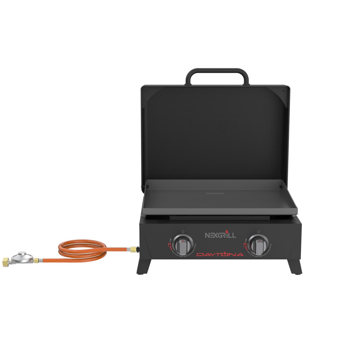Nexgrill Daytona 2-Brenner Tabletop Plancha – Kompakter Tischgrill mit keramikbeschichteter Grillplatte – Gasgrill ideal für Camping, Garten & Outdoor BBQ, 5,86 kW