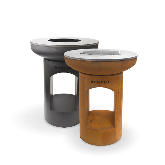 BonFeu BonBiza Open Black Feuerstelle aus Cortenstahl – moderner Gartenkamin & Outdoor Grill für Terrasse und Garten