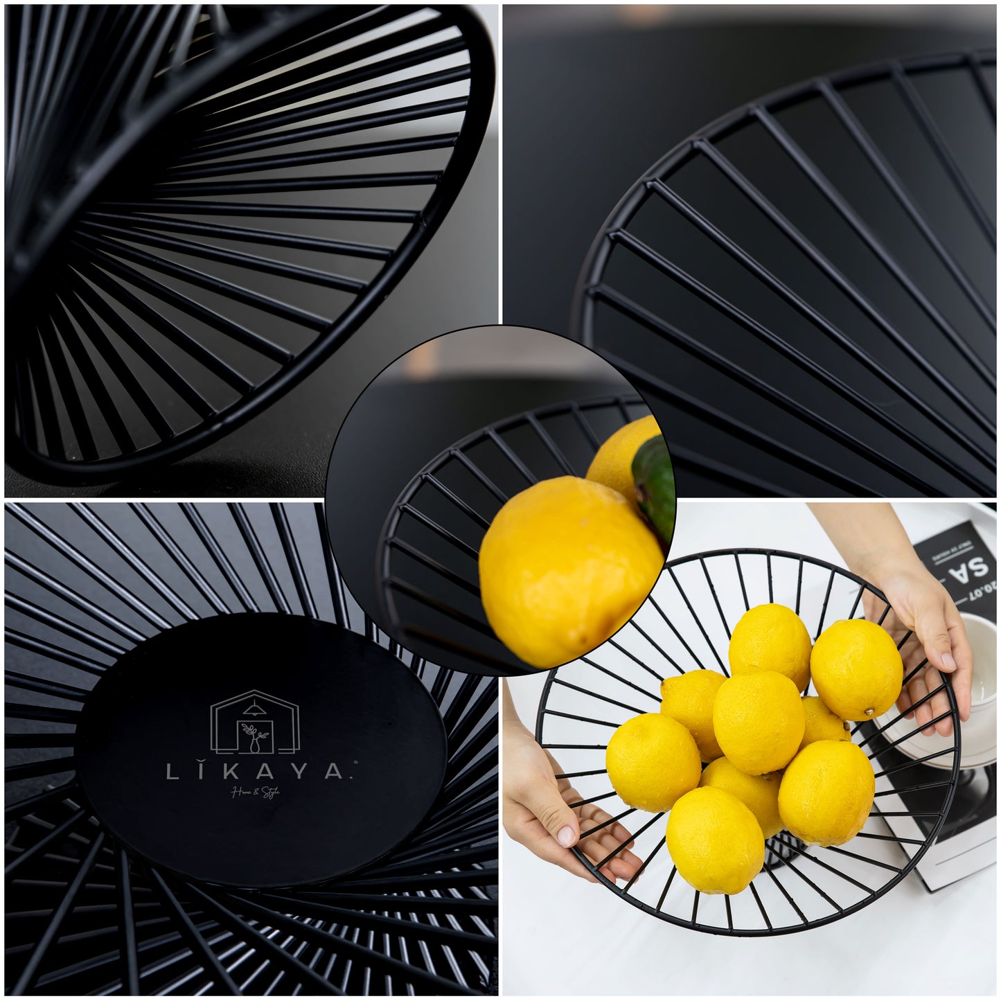 Obstkorb schwarz matt in modernem Design -  ⌀30cm