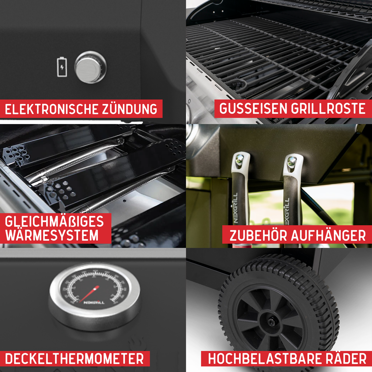 Nexgrill Classic 3-Brenner Gasgrill – Kompakter Outdoor-Gas grill mit porzellanbeschichteten Gusseisenrosten, Even-Heat-System – Garten, Balkon & BBQ-Events