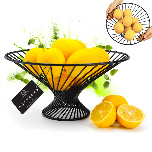 Obstkorb schwarz matt in modernem Design -  ⌀30cm
