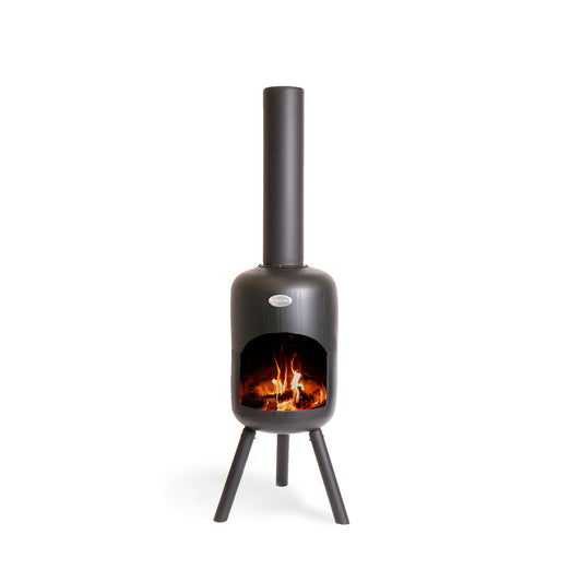 BonFeu BonBini / BonSelo Black Feuerstelle aus Cortenstahl – klassischer Gartenkamin & Outdoor Terrassenofen mit Grillfunktion für Garten und Terrasse