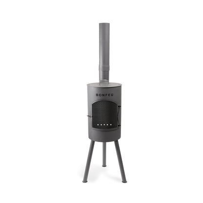 BonFeu BonGiano SP Black Gartenkamin aus Cortenstahl – elegante Feuerstelle & Outdoor Terrassenofen mit Grillfunktion für Garten und Terrasse  ⸻