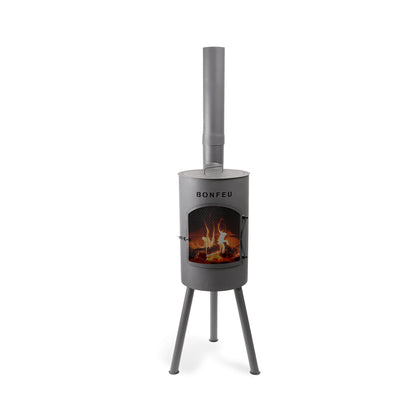 BonFeu BonGiano SP Black Gartenkamin aus Cortenstahl – elegante Feuerstelle & Outdoor Terrassenofen mit Grillfunktion für Garten und Terrasse  ⸻