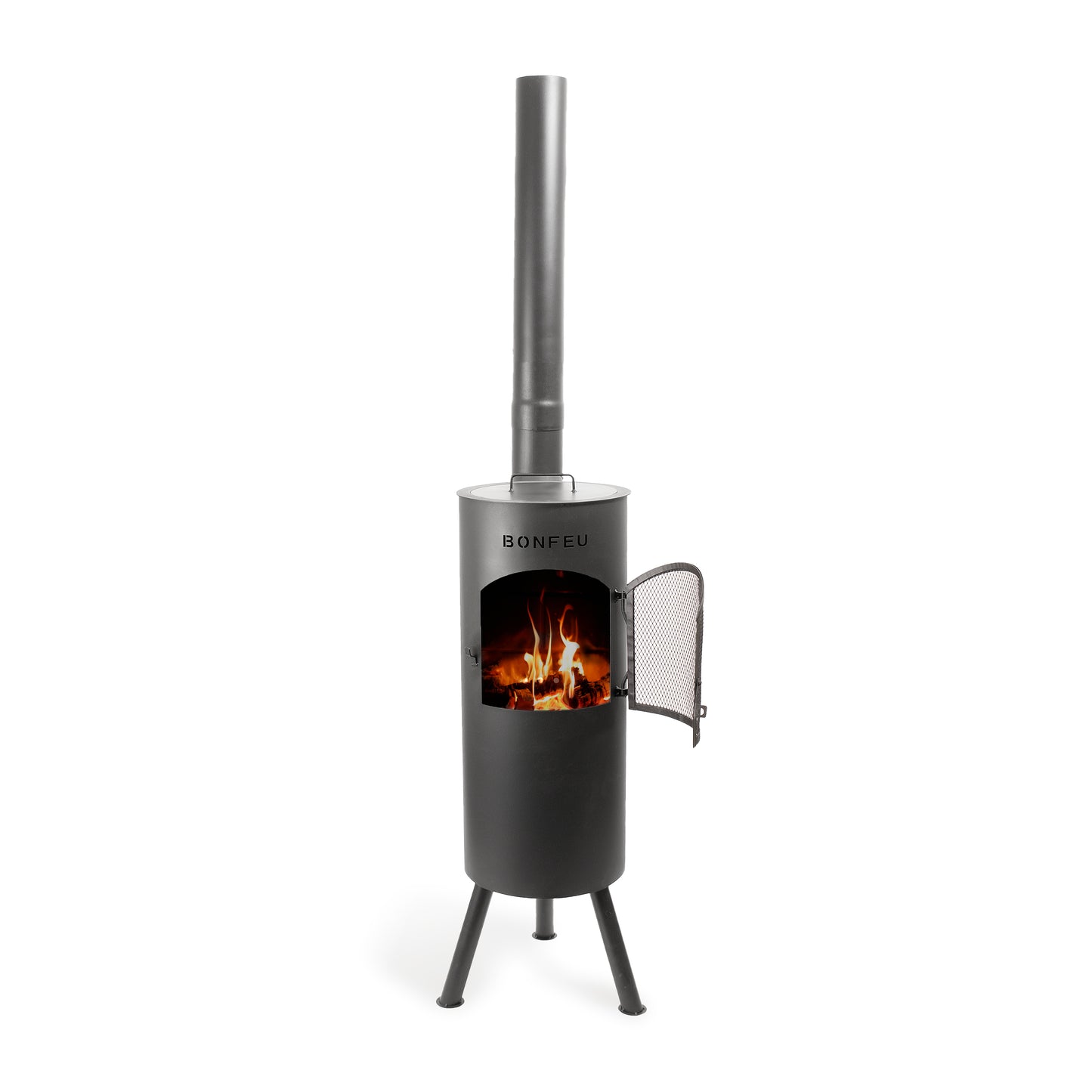 BonFeu BonGiano LP Black Gartenkamin aus Cortenstahl – hochwertige Feuerstelle & Outdoor Terrassenofen mit Grillfunktion für Garten und Terras