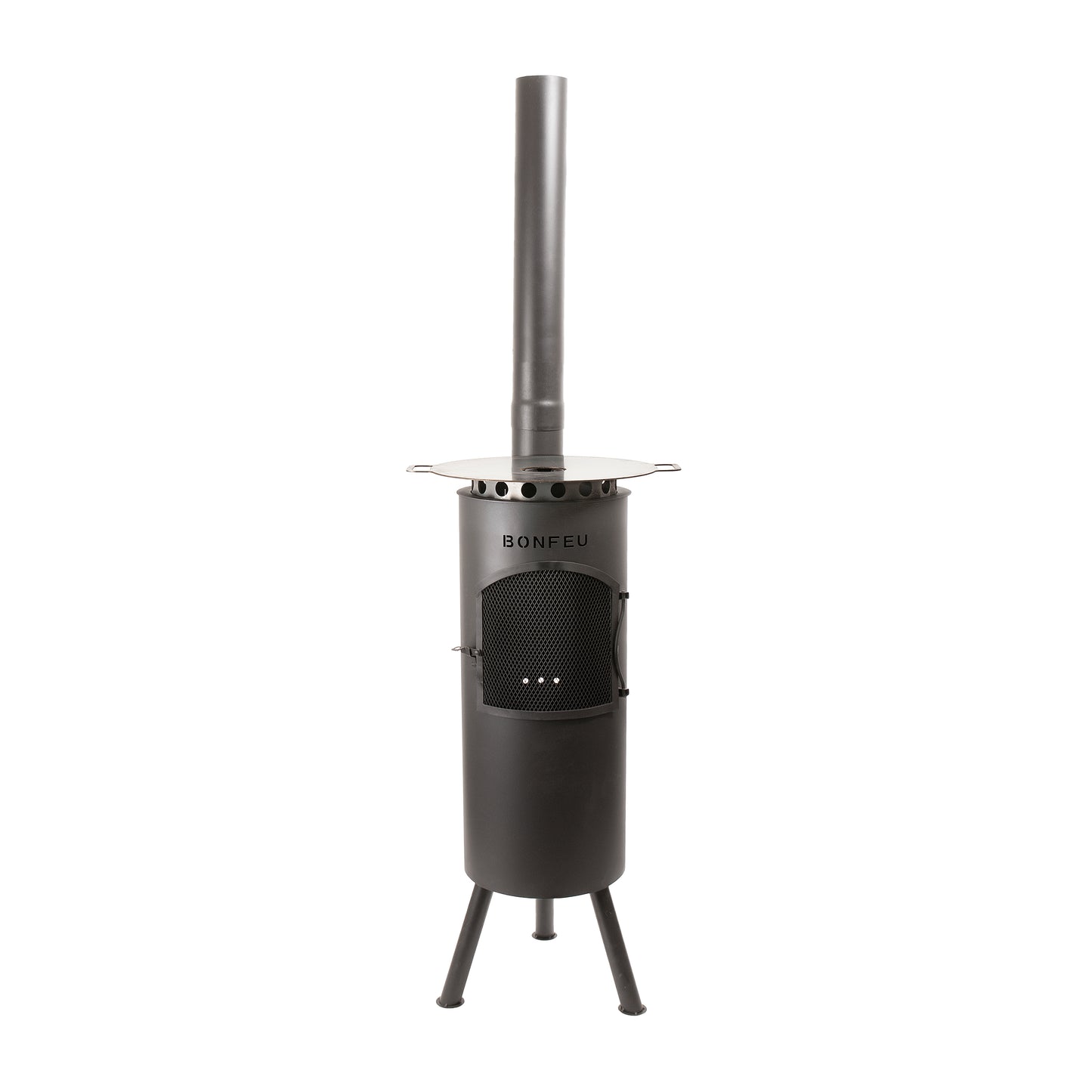 BonFeu BonGiano LP Black Gartenkamin aus Cortenstahl – hochwertige Feuerstelle & Outdoor Terrassenofen mit Grillfunktion für Garten und Terras