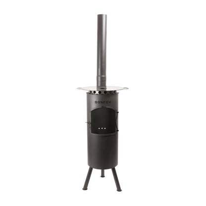 BonFeu BonGiano LP Black Gartenkamin aus Cortenstahl – hochwertige Feuerstelle & Outdoor Terrassenofen mit Grillfunktion für Garten und Terras