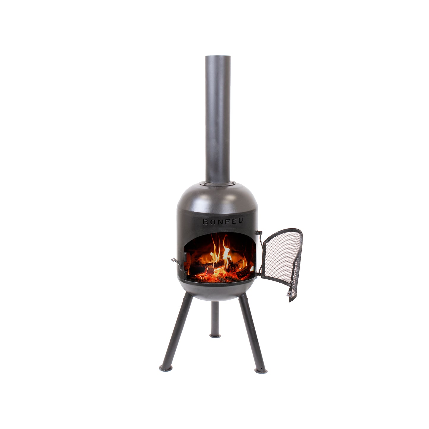 BonFeu BonSolo Black Feuerstelle aus Cortenstahl – kompakter Gartenkamin & Outdoor Terrassenofen mit Grillfunktion für Terrasse und Garten