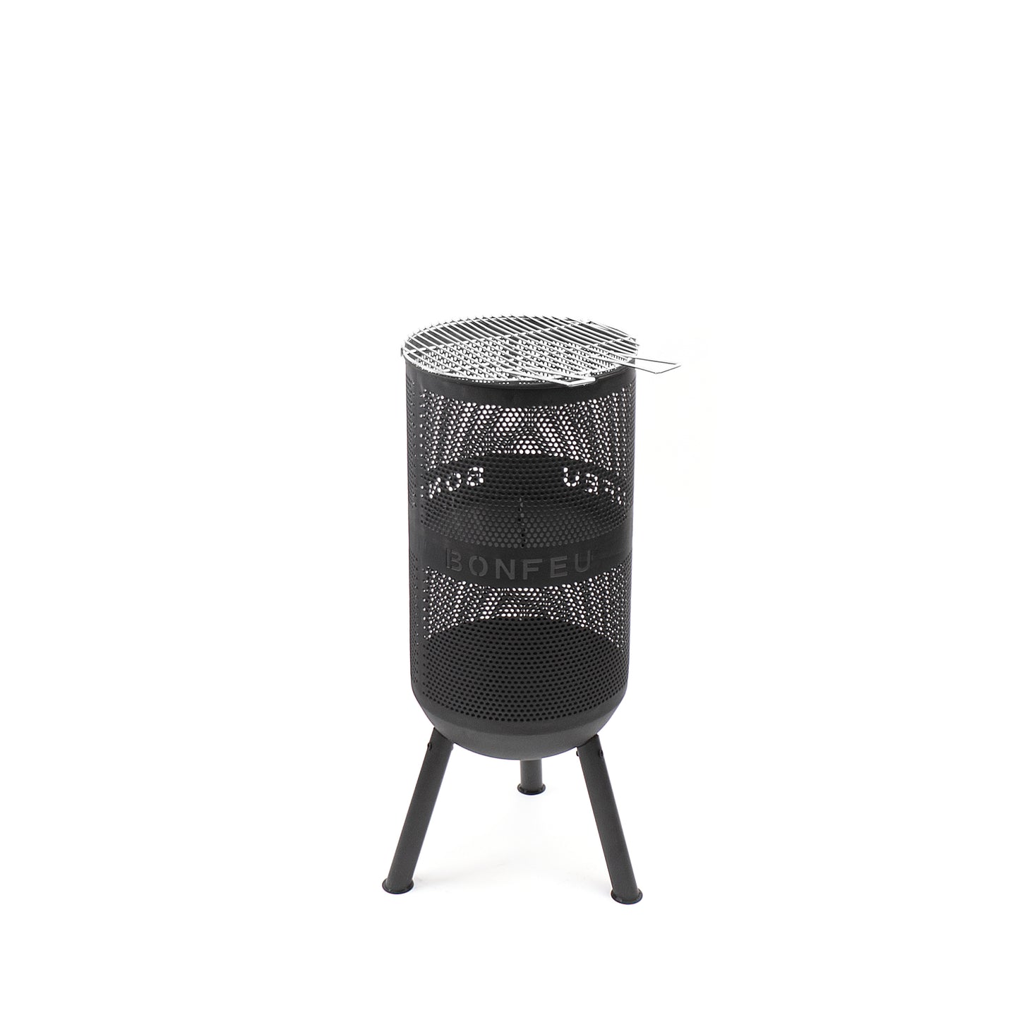 BonFeu BonVes Black Feuerstelle aus Cortenstahl – moderne Outdoor Feuerstelle & Terrassenofen mit Grillfunktion für Garten und Terrasse