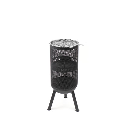 BonFeu BonVes Black Feuerstelle aus Cortenstahl – moderne Outdoor Feuerstelle & Terrassenofen mit Grillfunktion für Garten und Terrasse