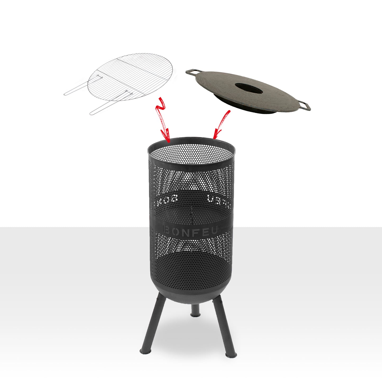 BonFeu BonVes Black Feuerstelle aus Cortenstahl – moderne Outdoor Feuerstelle & Terrassenofen mit Grillfunktion für Garten und Terrasse