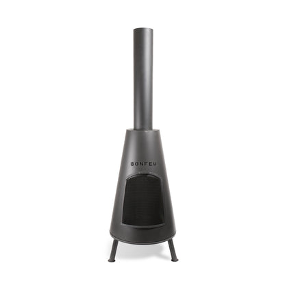 BonFeu BonPyra Black Feuerstelle aus Cortenstahl – stilvoller Gartenkamin & Outdoor Terrassenofen mit Grillfunktion für Garten und Terrasse