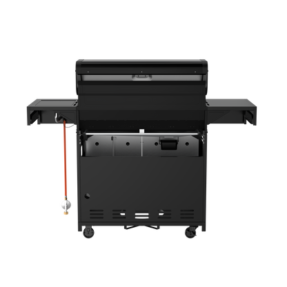 Nexgrill Deluxe 6+1 Brenner Gasgrill matt schwarz – Grill Gas mit Seitenkochfeld, porzellanbeschichteten Gusseisenrosten, Edelstahlbrennern, schwarzem Nickel-Finish, Ideal für Gartenpartys & Outdoor BBQ