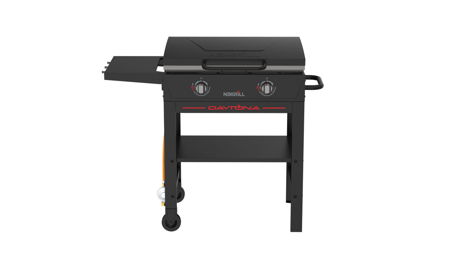 Nexgrill Daytona 2-Brenner Plancha Gasgrill – Kompakter Standgrill mit keramikbeschichteter Grillplatte – Ideal für Garten, Balkon & Outdoor BBQ, 10 kW