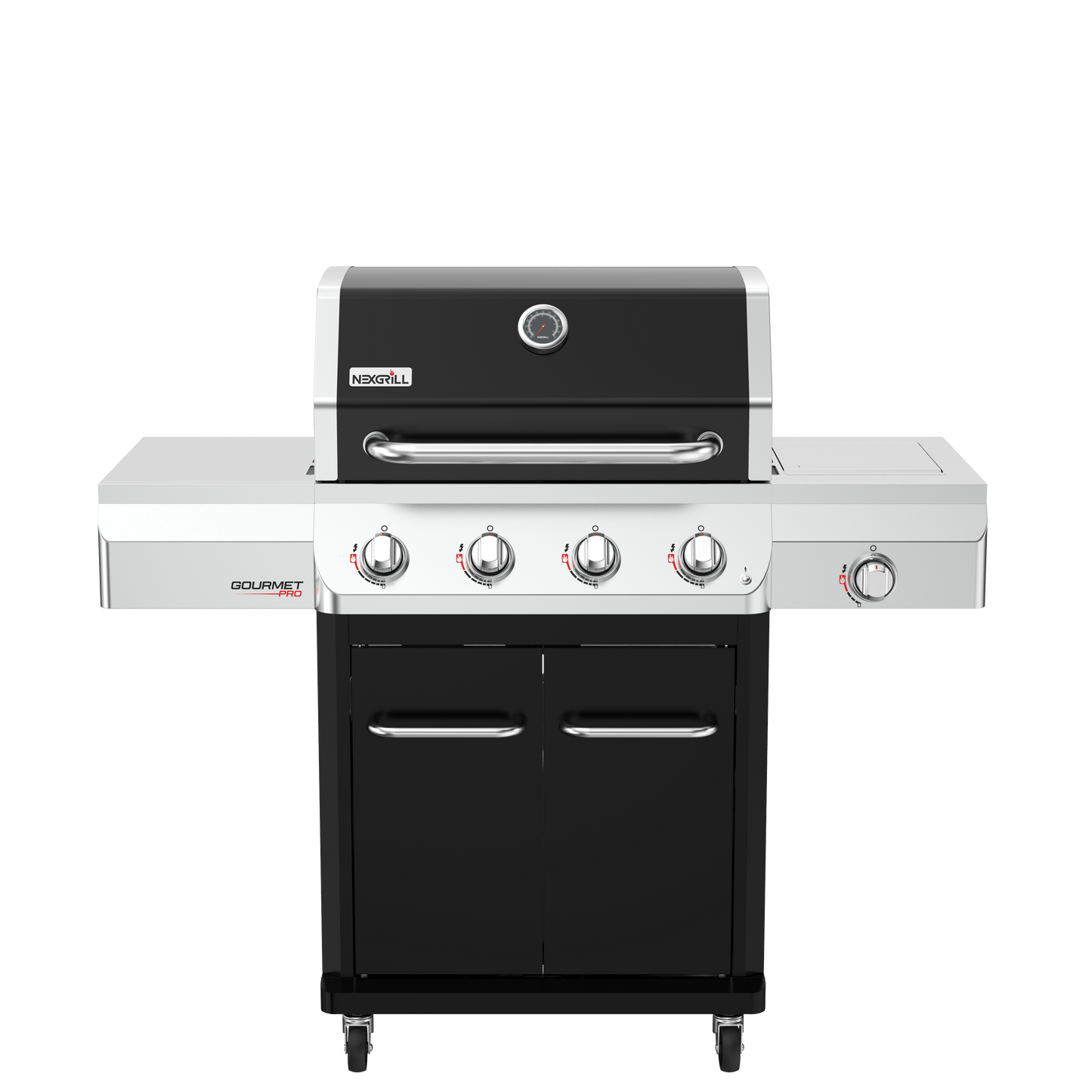 Nexgrill Gourmet Pro 4-Brenner Gasgrill mit Seitenkochfeld & Plancha (Griddle-Max System) – Edelstahl Gasgrill mit porzellanbeschichteten Gusseisenrosten, Ideal für Garten, Balkon & BBQ-Events