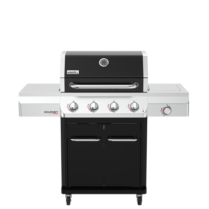 Nexgrill Gourmet Pro 4-Brenner Gasgrill mit Seitenkochfeld & Plancha (Griddle-Max System) – Edelstahl Gasgrill mit porzellanbeschichteten Gusseisenrosten, Ideal für Garten, Balkon & BBQ-Events