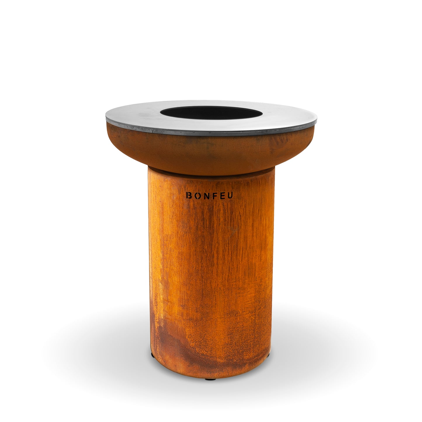 BonFeu BonBiza Black Feuerstelle aus Cortenstahl – stilvoller Gartenkamin & Outdoor Terrassenofen mit Grillfunktion für Terrasse und Garten
