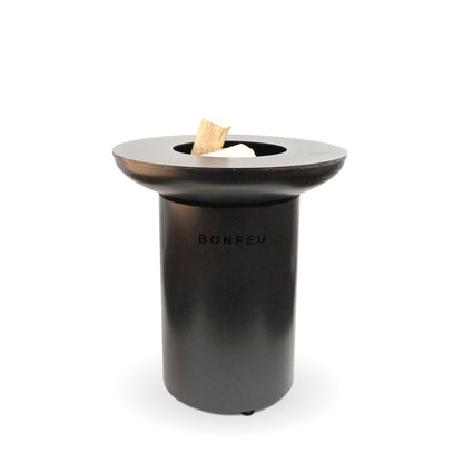 BonFeu BonBiza Black Feuerstelle aus Cortenstahl – stilvoller Gartenkamin & Outdoor Terrassenofen mit Grillfunktion für Terrasse und Garten