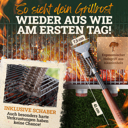 Premium Grillbesteck-Set aus Edelstahl mit Akazienholz-Griff