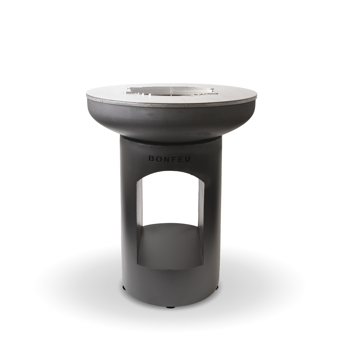 BonFeu BonBiza Open Black Feuerstelle aus Cortenstahl – moderner Gartenkamin & Outdoor Grill für Terrasse und Garten