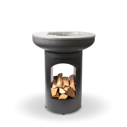 BonFeu BonBiza Open Black Feuerstelle aus Cortenstahl – moderner Gartenkamin & Outdoor Grill für Terrasse und Garten