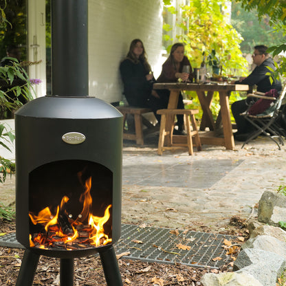 BonFeu BonBini / BonSelo Black Feuerstelle aus Cortenstahl – klassischer Gartenkamin & Outdoor Terrassenofen mit Grillfunktion für Garten und Terrasse