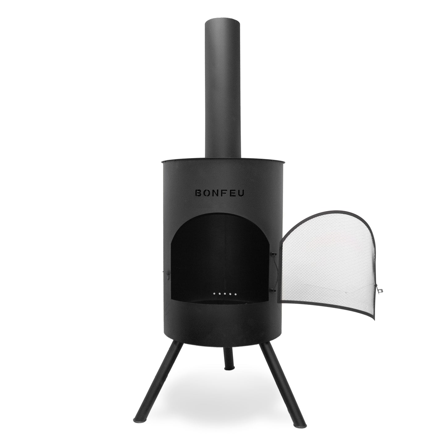 BonFeu BonTon 40 Black Feuerstelle aus Cortenstahl – stilvoller Gartenkamin & Outdoor Terrassenofen mit Grillfunktion für Garten und Terrasse