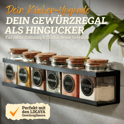 Gewürzregal (2er Set) aus schwarzem Metall mit 3M™ Klebepads