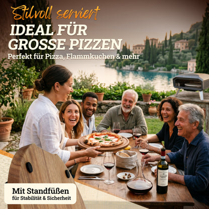 LIKAYA Pizzaiolo Set – Pizzaschaufel, Pizza-Wiegemesser & Pizzabrett aus Akazienholz – Pizza Zubehör Set für Pizzaofen, Grill & Backofen (erhältlich ab Ende Mai)