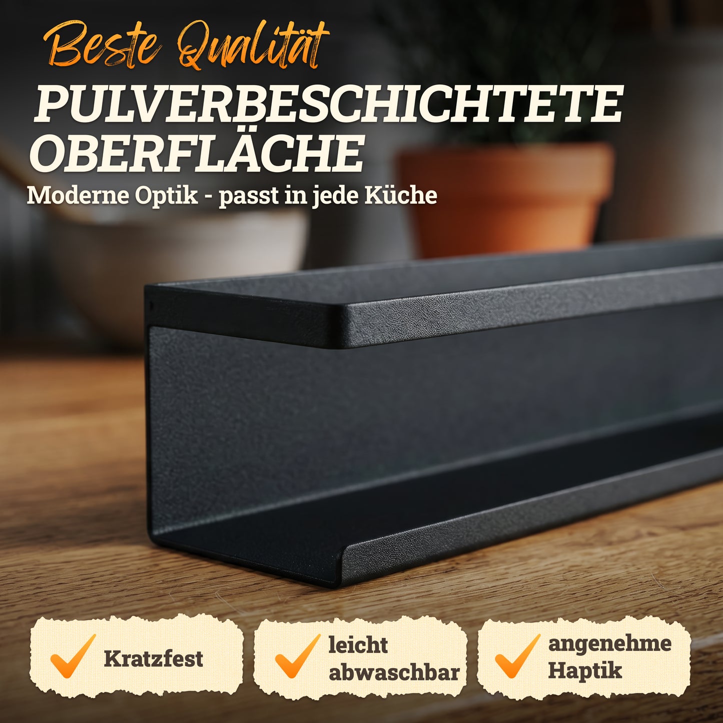 Gewürzregal (2er Set) aus schwarzem Metall mit 3M™ Klebepads