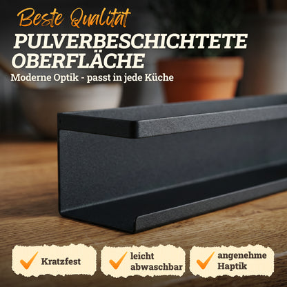 Gewürzregal (2er Set) aus schwarzem Metall mit 3M™ Klebepads