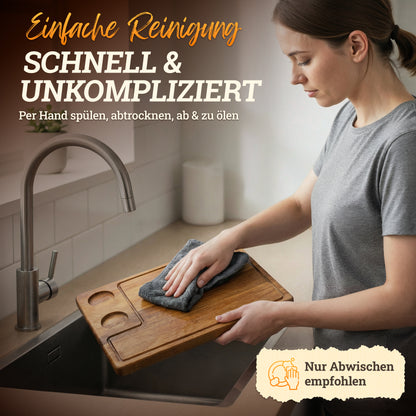 Servierbrett XXL 'Santiago' 2er Set aus FSC® zertifiziertem Akazien-Holz mit Saucen Schüsseln