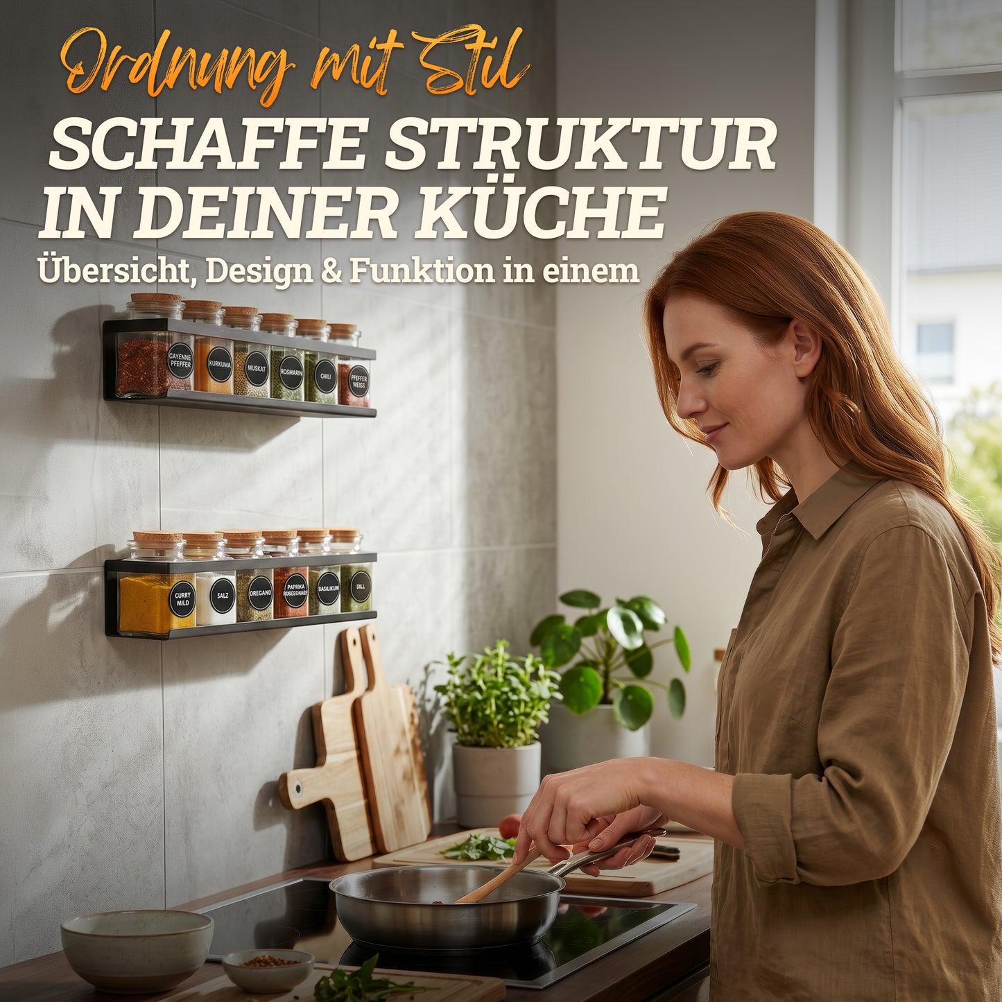 Gewürzregal (2er Set) aus schwarzem Metall mit 3M™ Klebepads