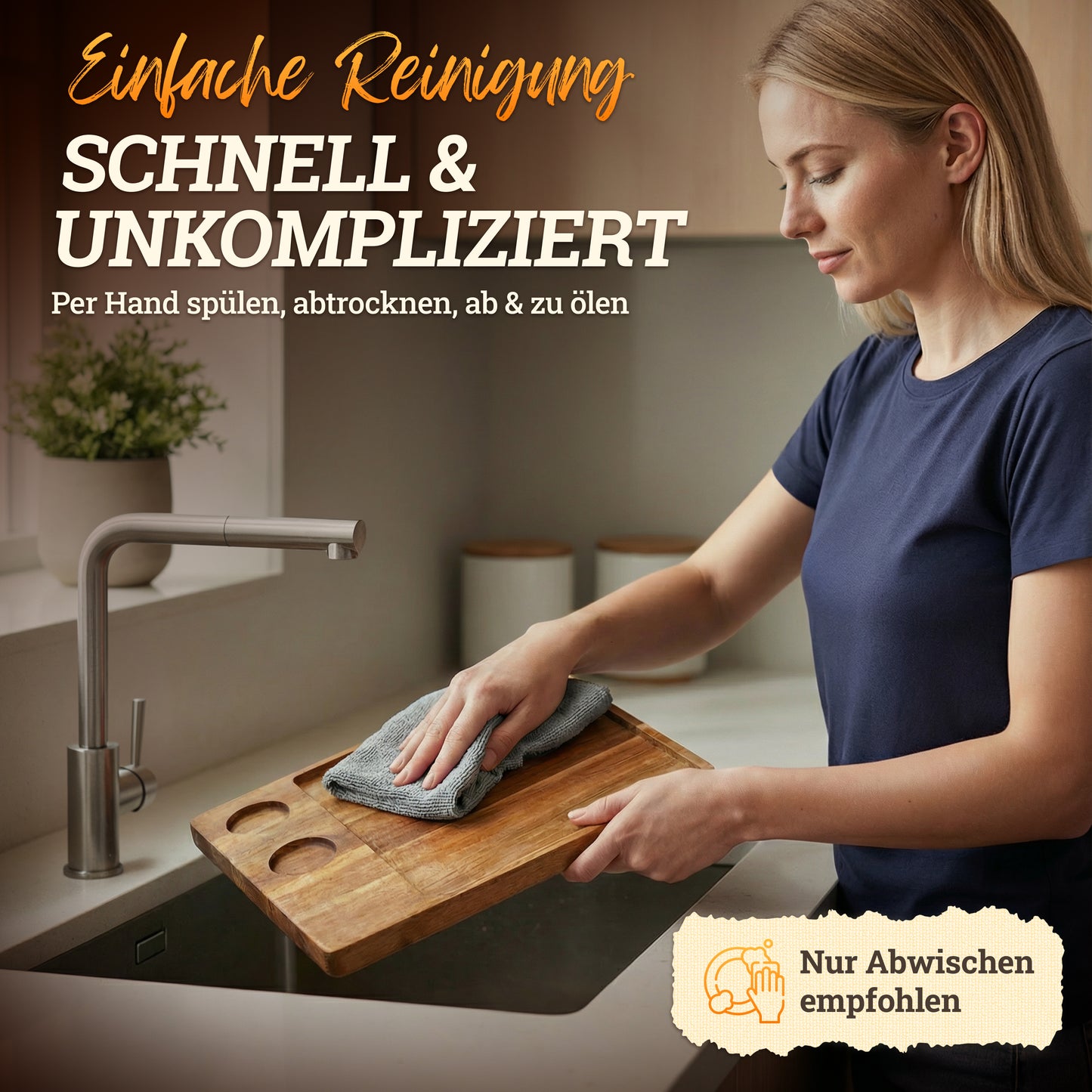 Servierbrett XXL ‘Domingo' 2er Set aus FSC® Akazien-Holz mit Schieferplatte & Saucen Schüsseln