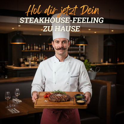 Servierbrett XXL 'Santiago' 2er Set aus FSC® zertifiziertem Akazien-Holz mit Saucen Schüsseln