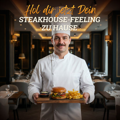 Servierbrett XXL ‘Domingo' 2er Set aus FSC® Akazien-Holz mit Schieferplatte & Saucen Schüsseln