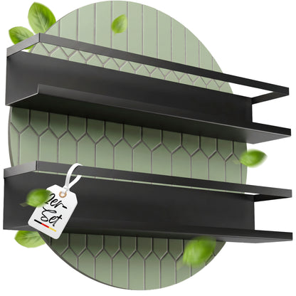 Gewürzregal (2er Set) aus schwarzem Metall mit 3M™ Klebepads