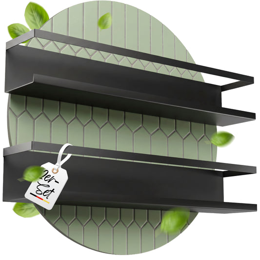 Gewürzregal (2er Set) aus schwarzem Metall mit 3M™ Klebepads